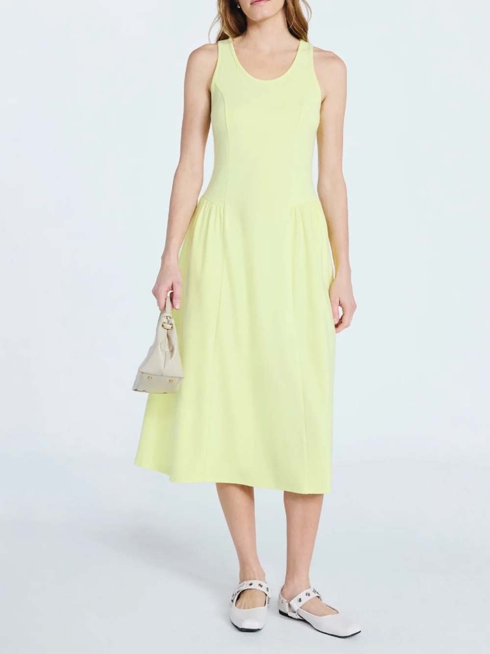 Scoop NWT Women's Lemon Stretch Cotton Blend Midi Basque Dress, Plus Size 20/XXL - Picture 2 of 9